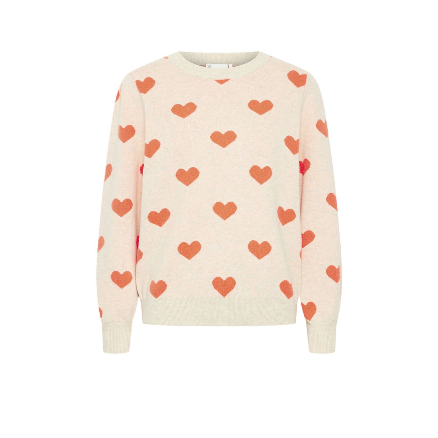 Ichi Ihbrielle LS2:Gebreid Haver met Koraalrood Orange Dames