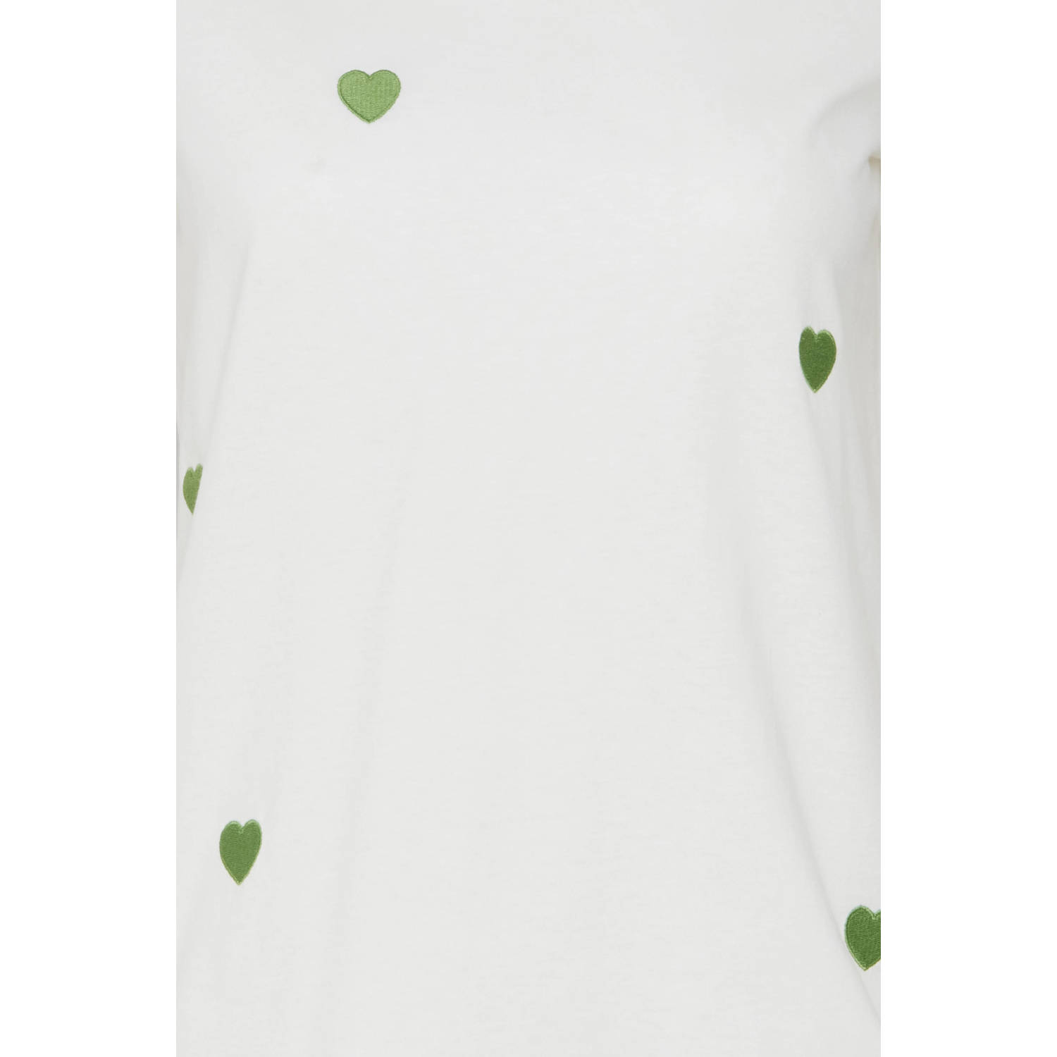 ICHI T-shirt IHCAMINO met hartjes wit groen