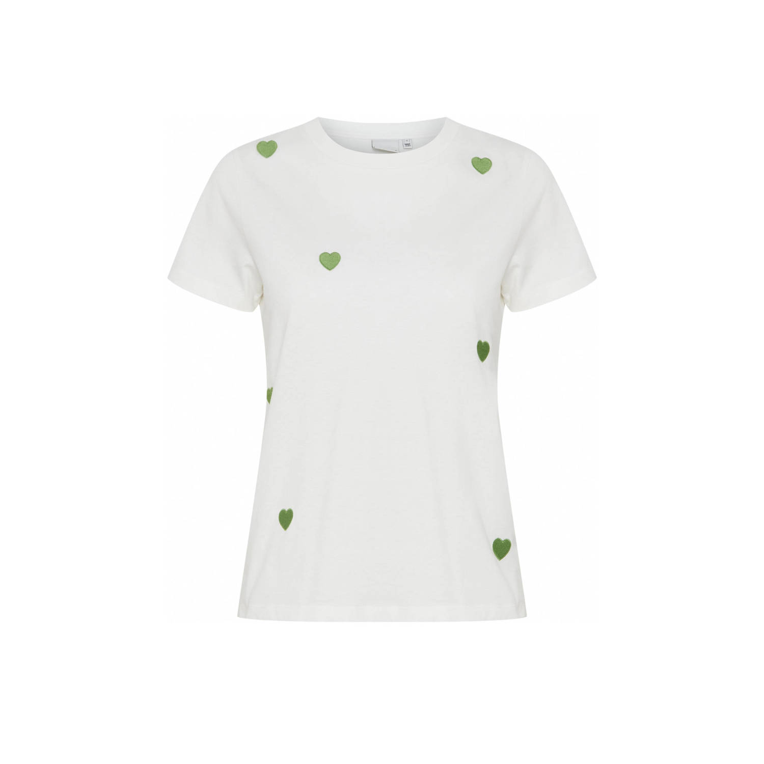 ICHI T-shirt IHCAMINO met hartjes wit groen