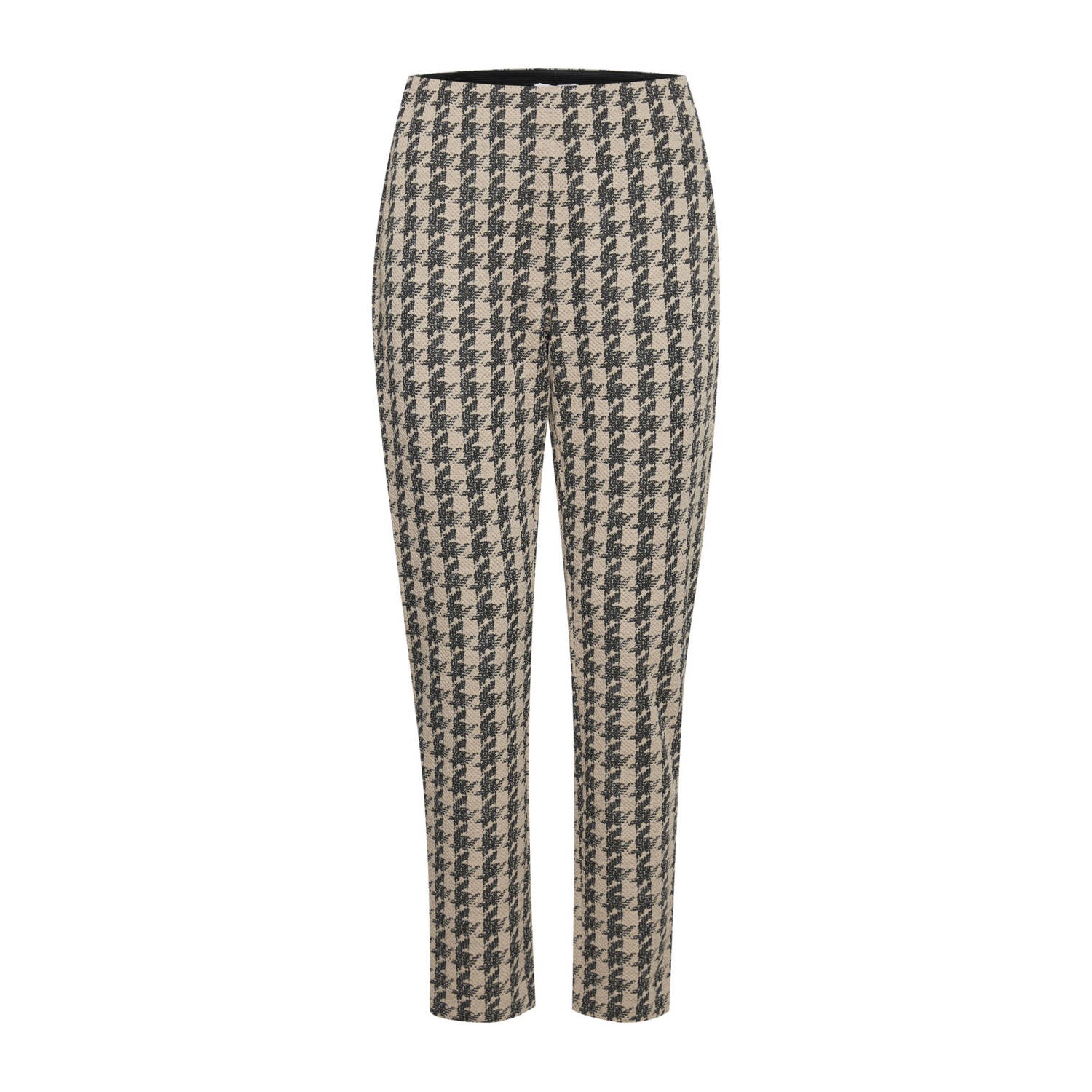 ICHI slim fit pantalon IHKATE HOUNDSTOOTH met pied-de-poule bruin zwart