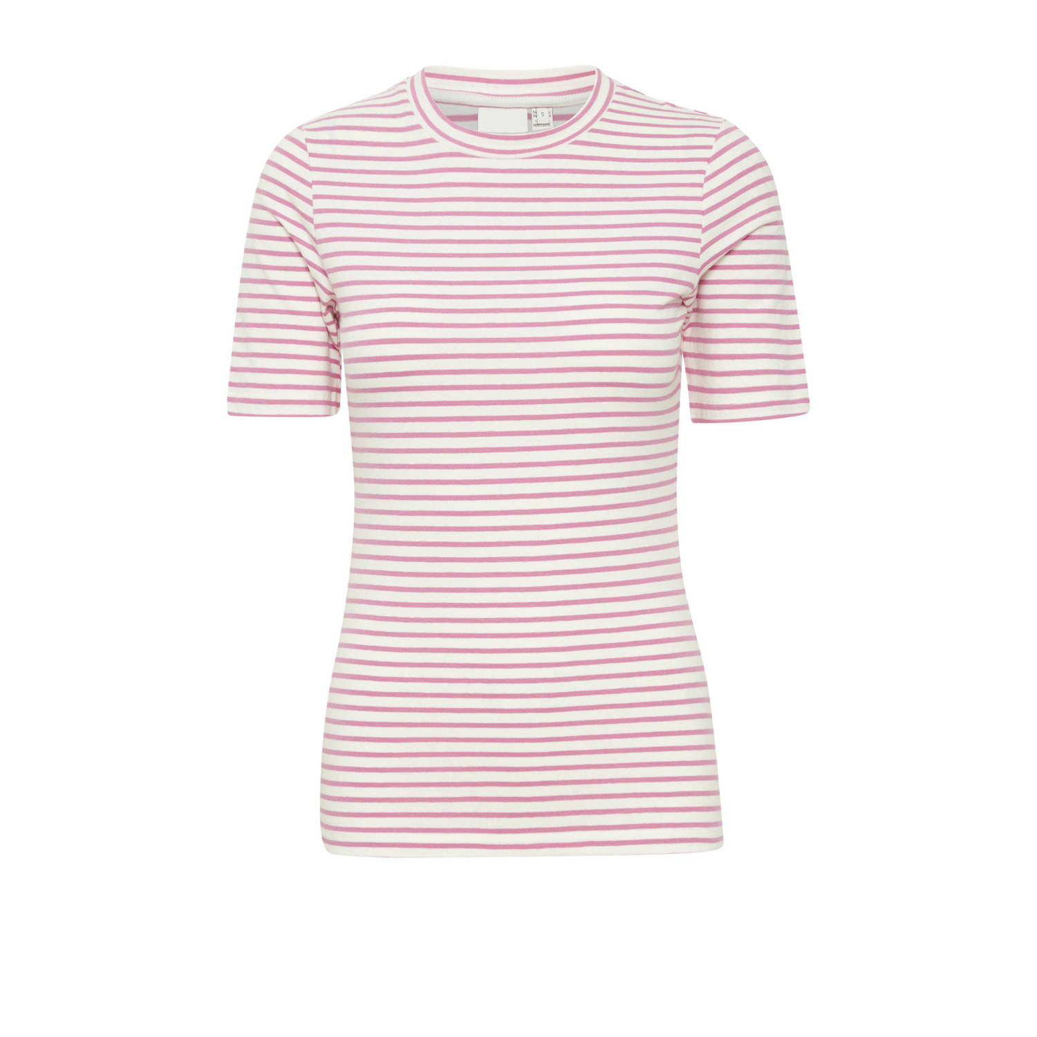 ICHI gestreept T-shirt IHMIRA roze wit