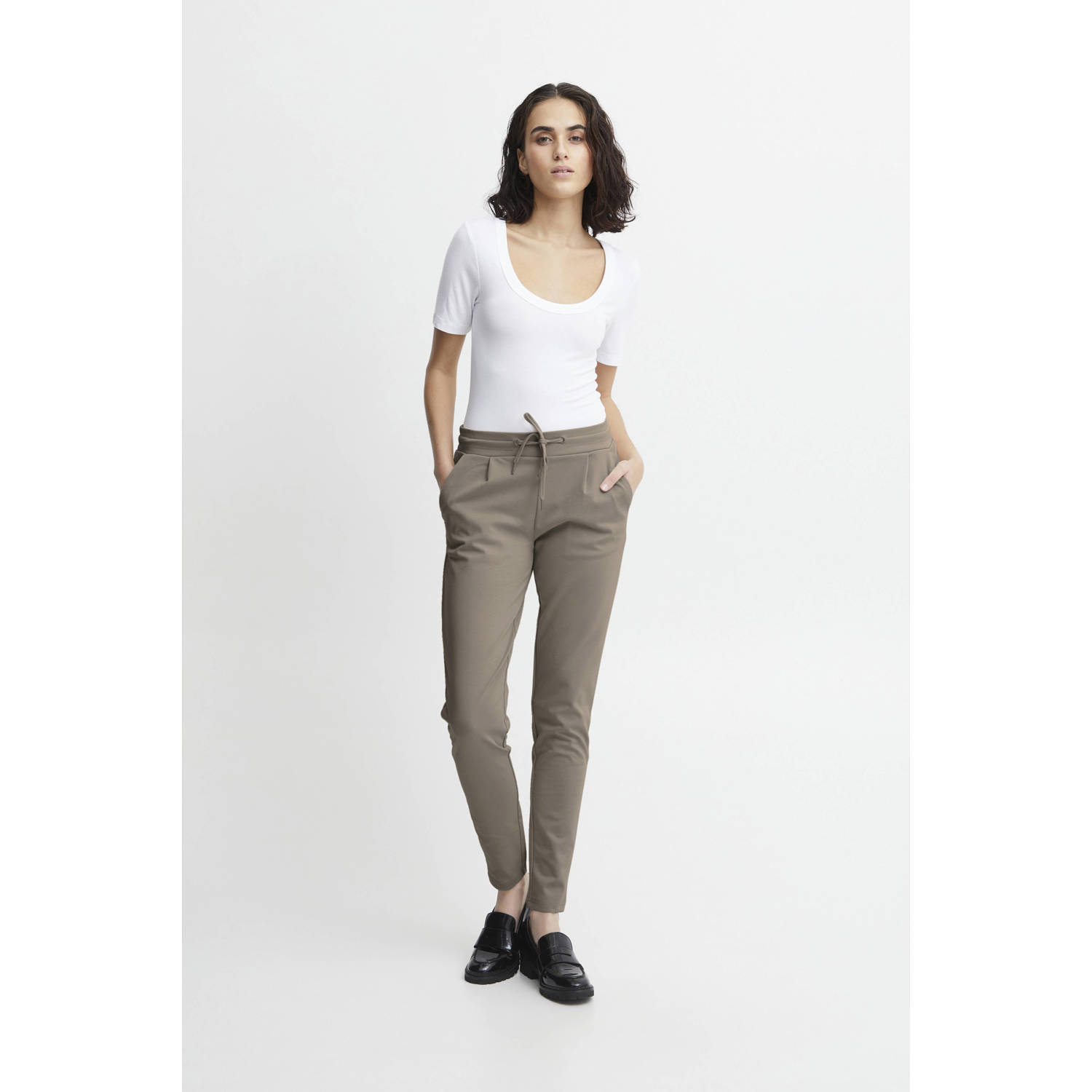 ICHI regular fit pantalon IHKATE taupe