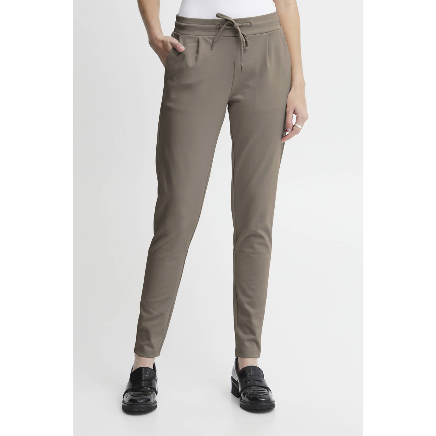 Ichi Grijze Polyester Sigarettenbroek Gray Dames