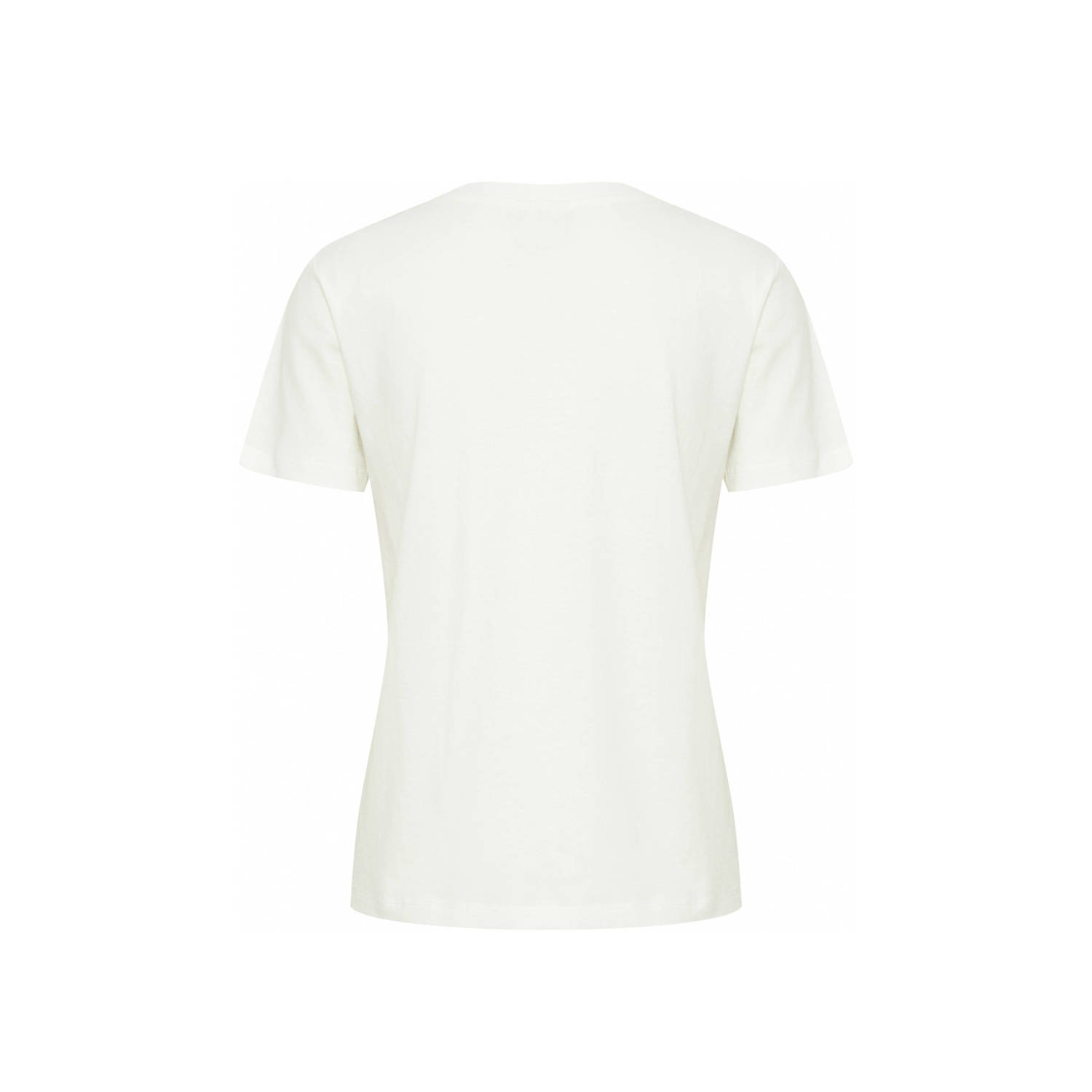 ICHI T-shirt IHCAMINO van biologisch katoen wit donkerblauw