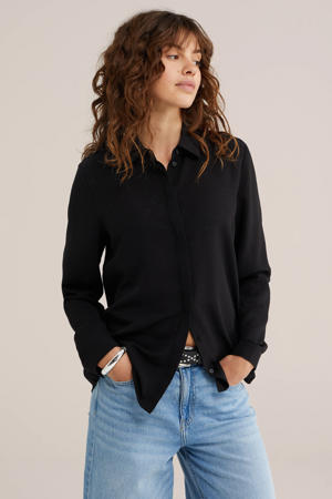 blouse van polyester zwart