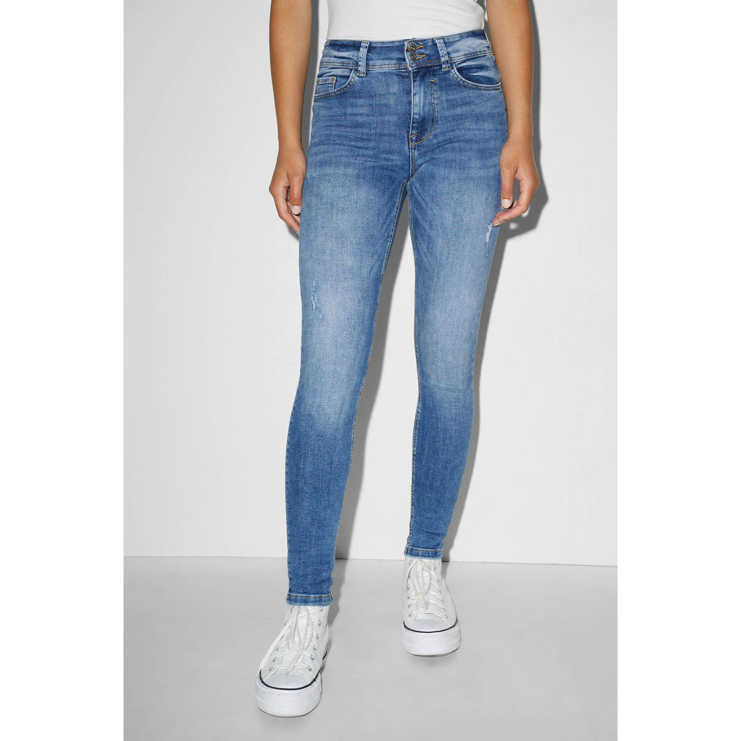 C&A Clockhouse cropped push-up skinny jeans blue