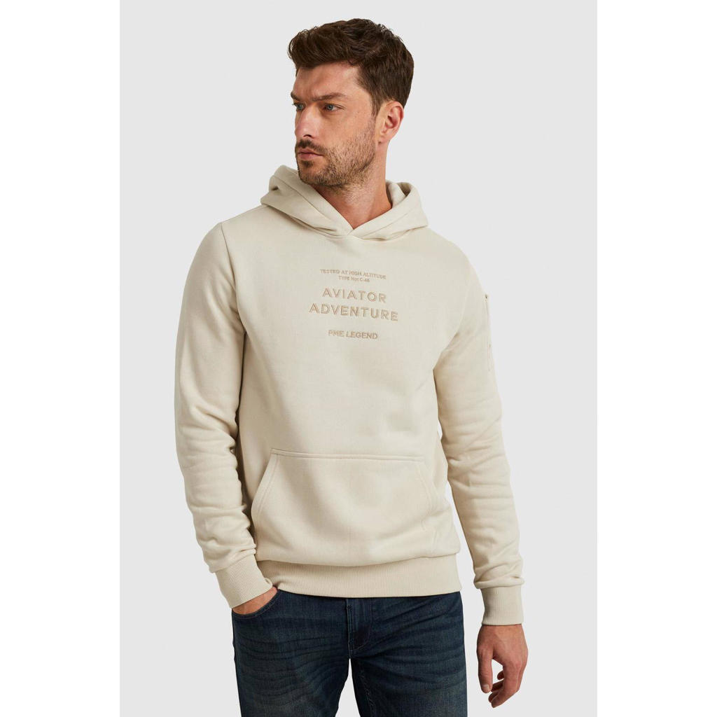 PME Legend hoodie met printopdruk beige