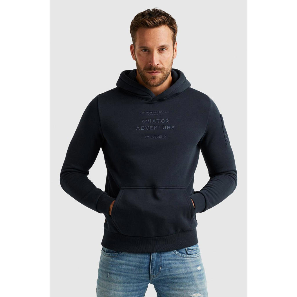 PME Legend hoodie met printopdruk donkerblauw