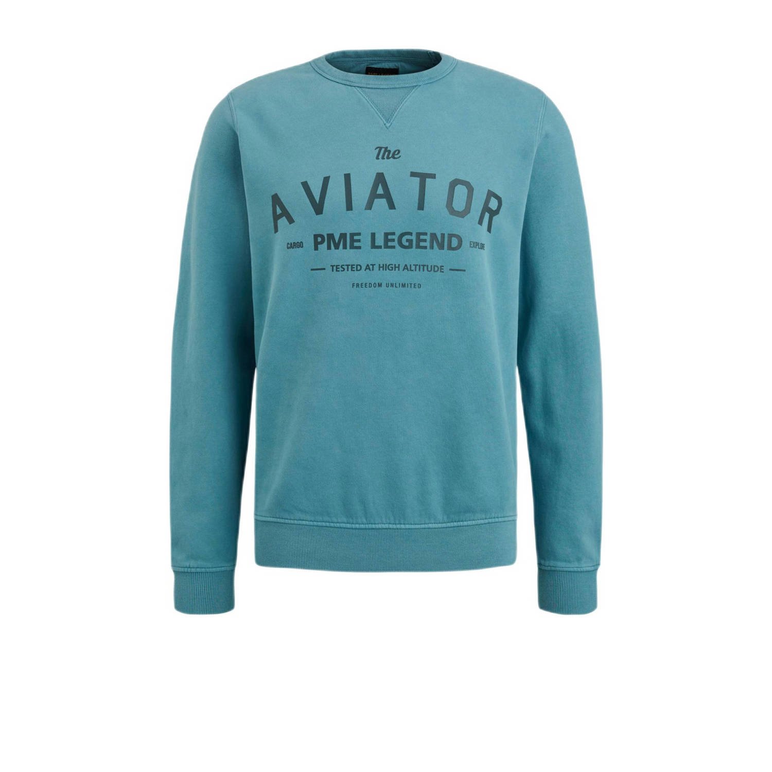 PME Legend sweater met printopdruk blauw