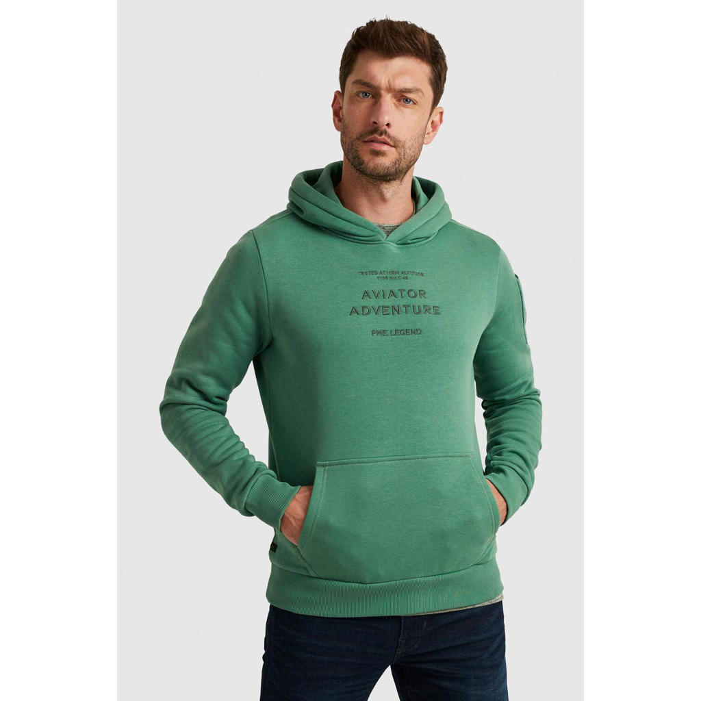 PME Legend hoodie met printopdruk groen