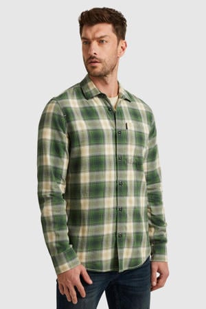 geruit regular fit overhemd groen