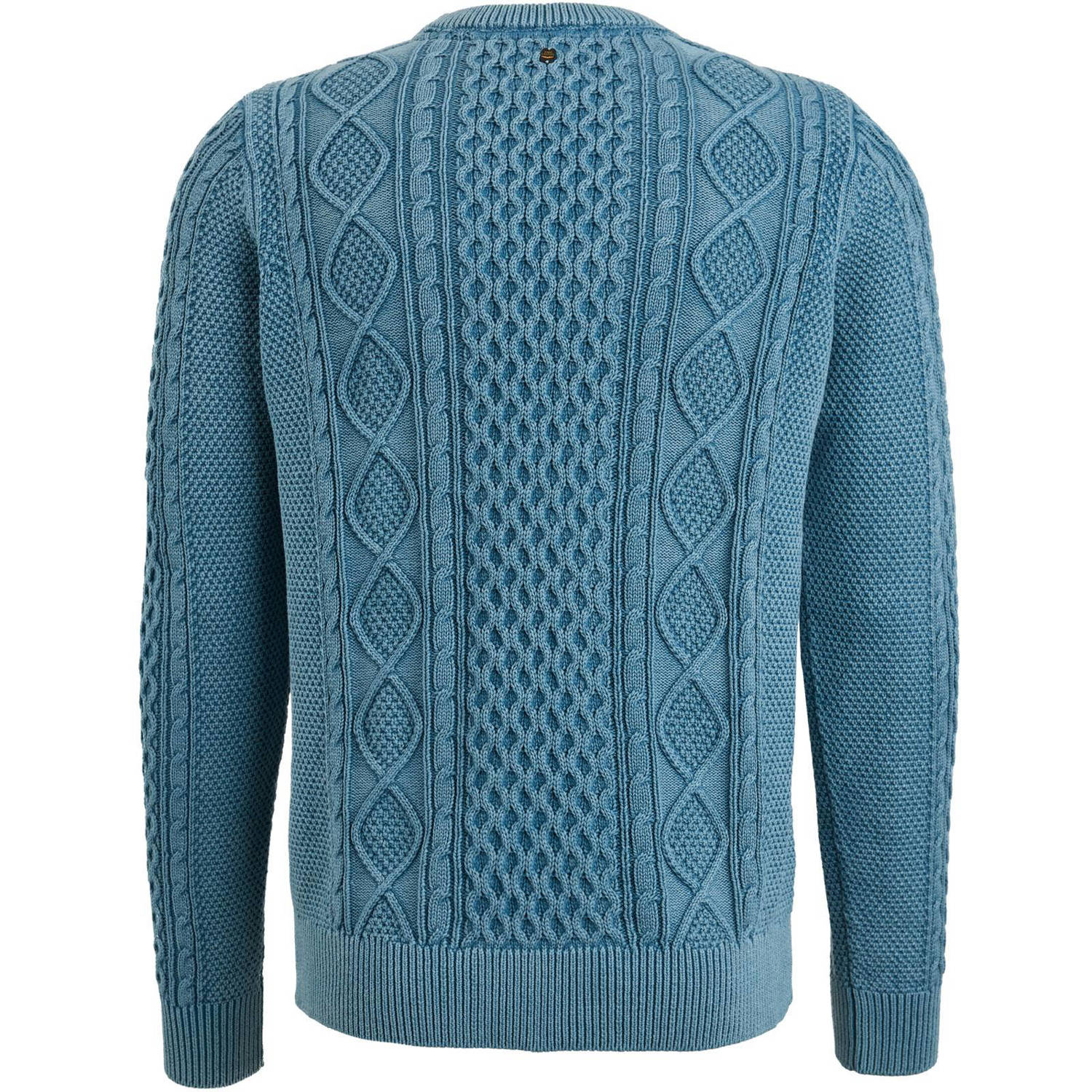 PME Legend grofgebreide kabeltrui blauw