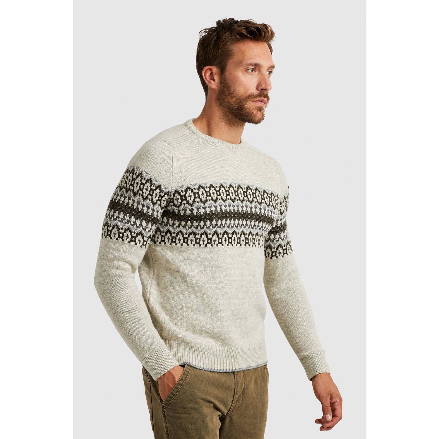 PME Legend Gebreide Trui met Fair Isle Patroon Gray Heren