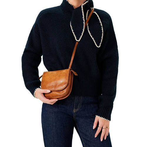Manfield leren crossbody tas cognac afbeelding