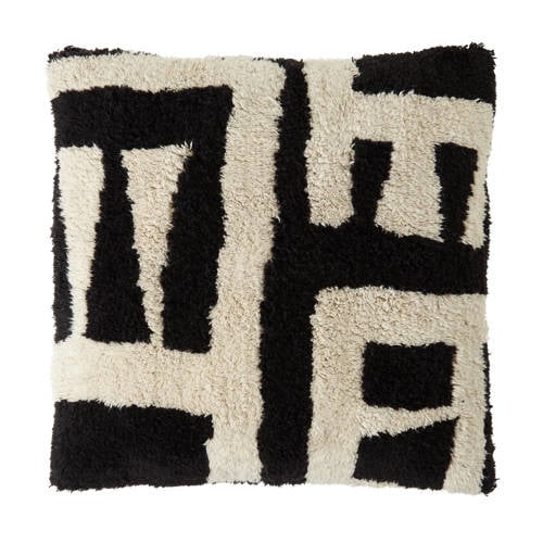 NOUS Living sierkussenhoes Rushton (45x45 cm) - zwart/wit
