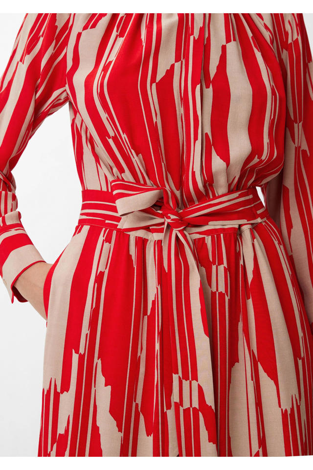 Briljant Imperial Uitgaand comma jurk met all over print en plooien rood | wehkamp
