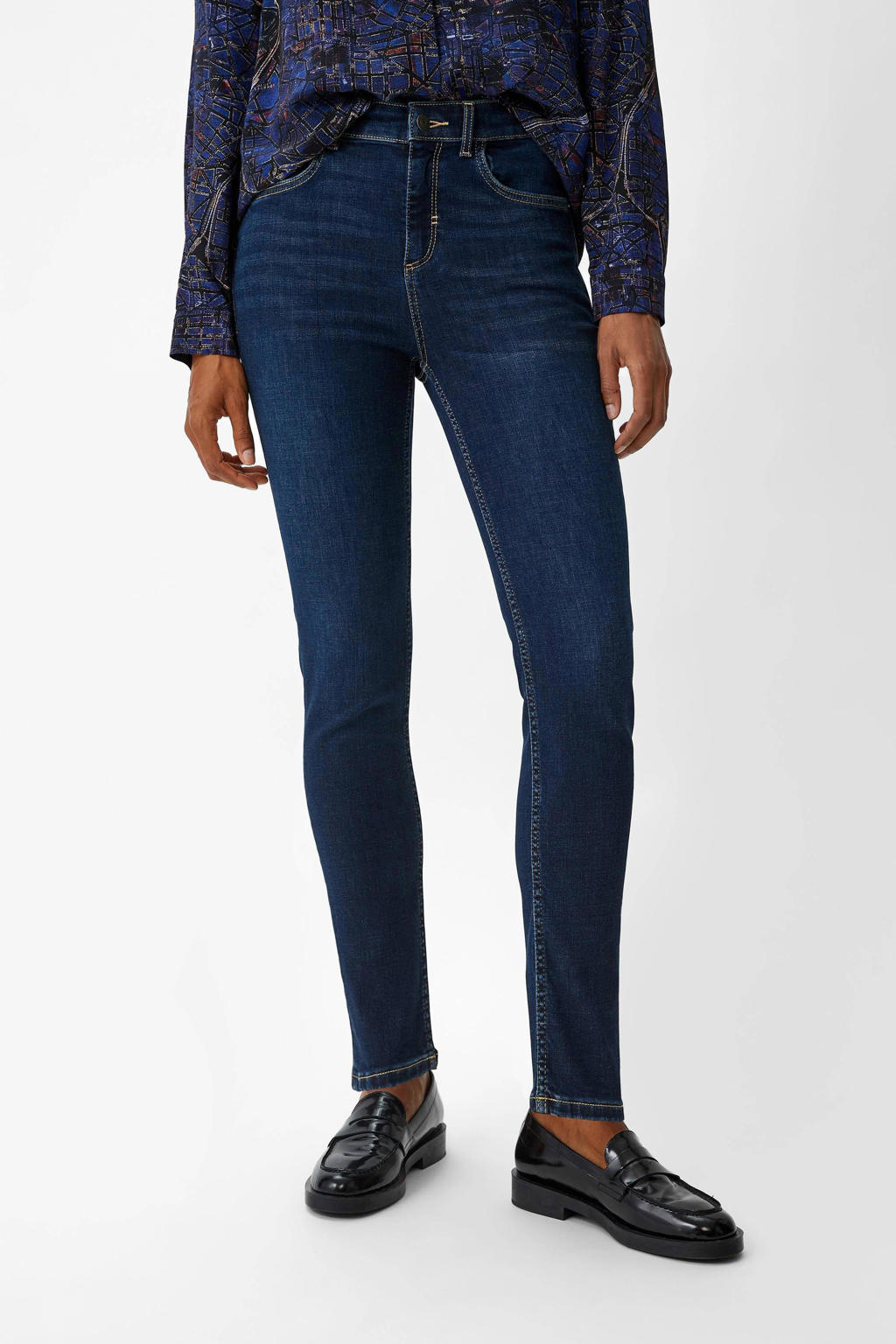 comma casual identity high waist skinny jeans dark blue denim wehkamp