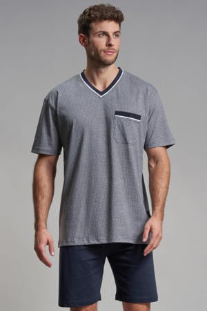 shortama donkerblauw/wit