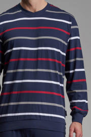 thumbnail: Götzburg pyjama donkerblauw/wit/rood
