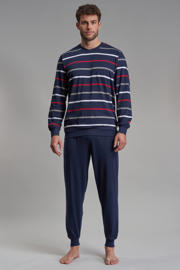 thumbnail: Götzburg pyjama donkerblauw/wit/rood