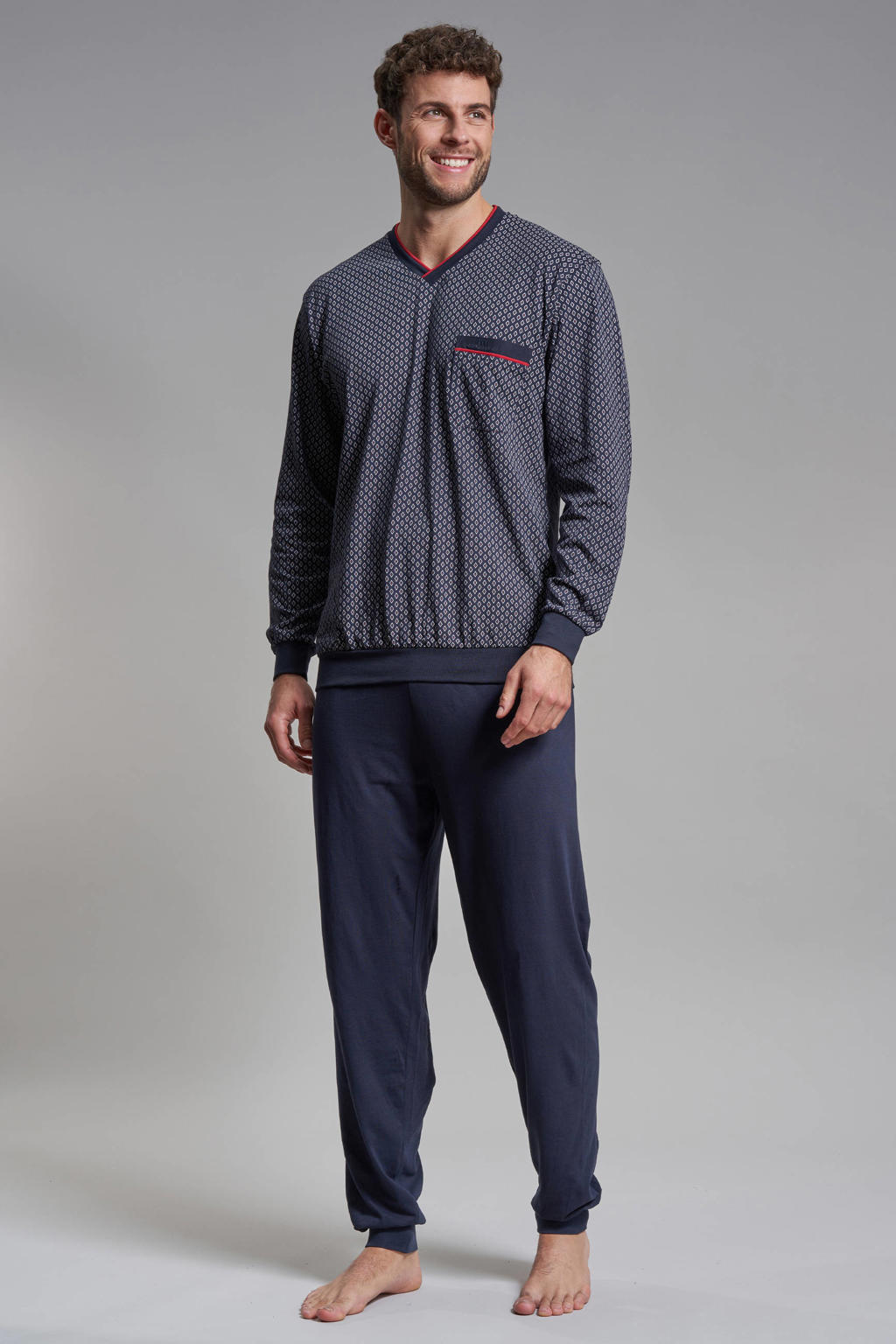 Götzburg pyjama donkerblauw/rood/wit