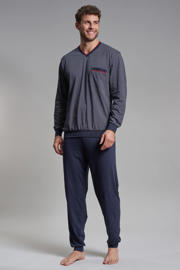 thumbnail: Götzburg pyjama donkerblauw/rood/wit
