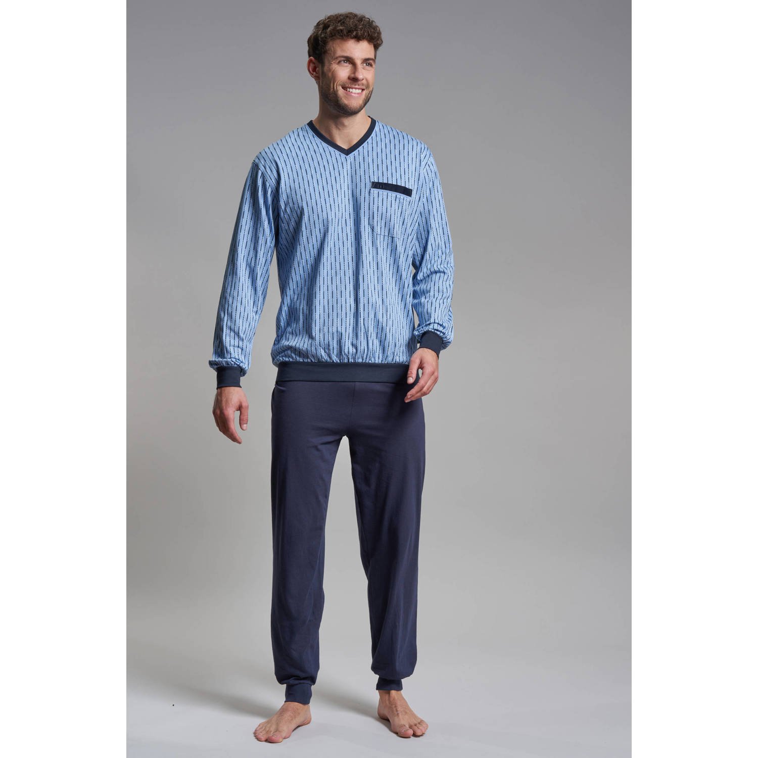 Götzburg pyjama lichtblauw donkerblauw