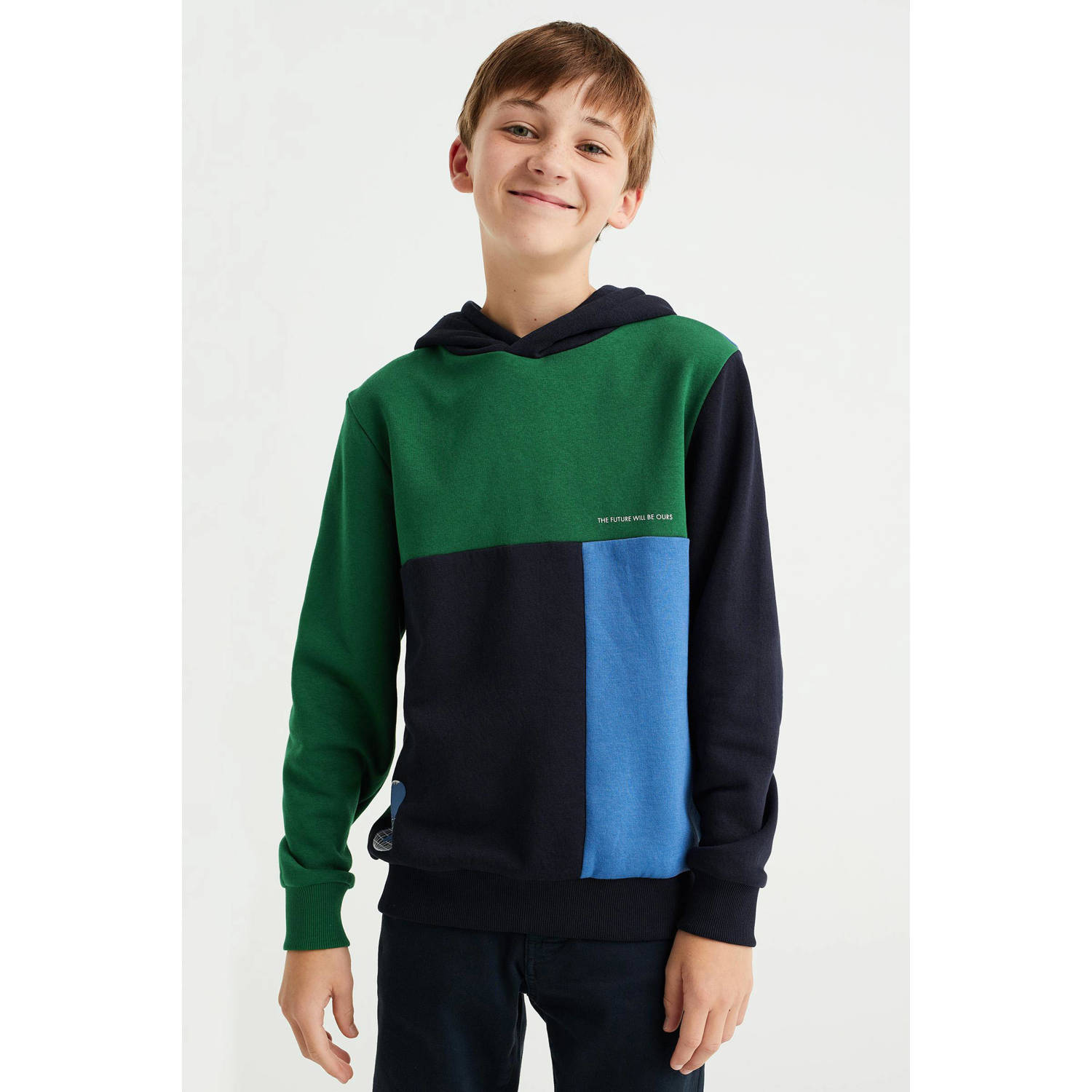 WE Fashion hoodie groen blauw zwart Sweater Meerkleurig 110 116