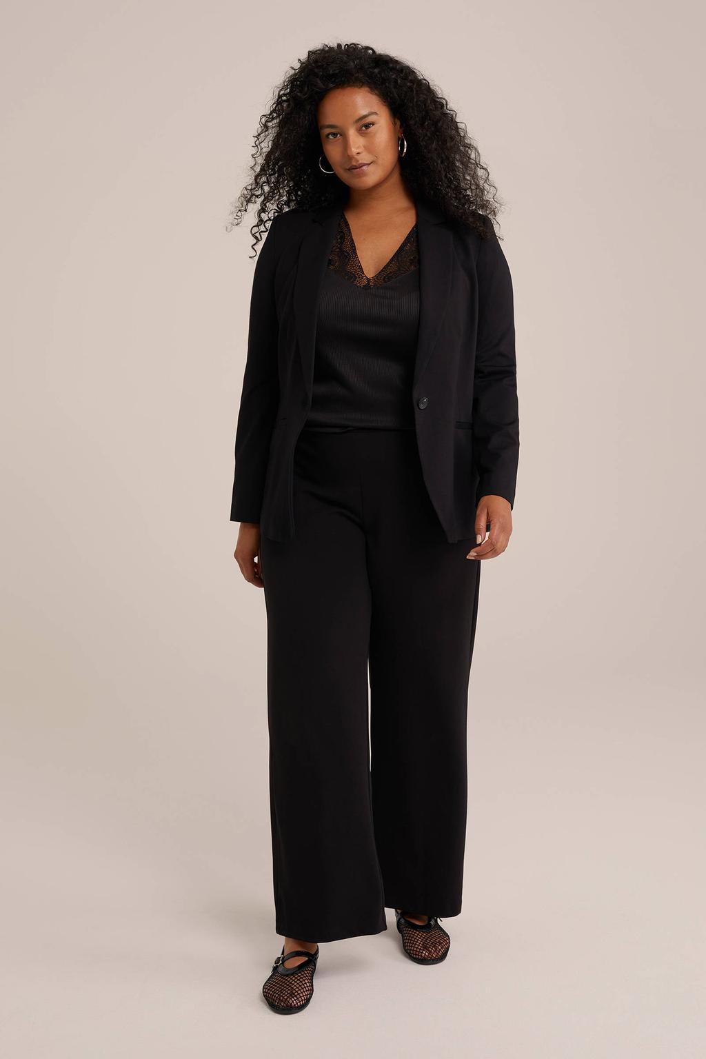 WE Fashion Curve wide leg pantalon zwart