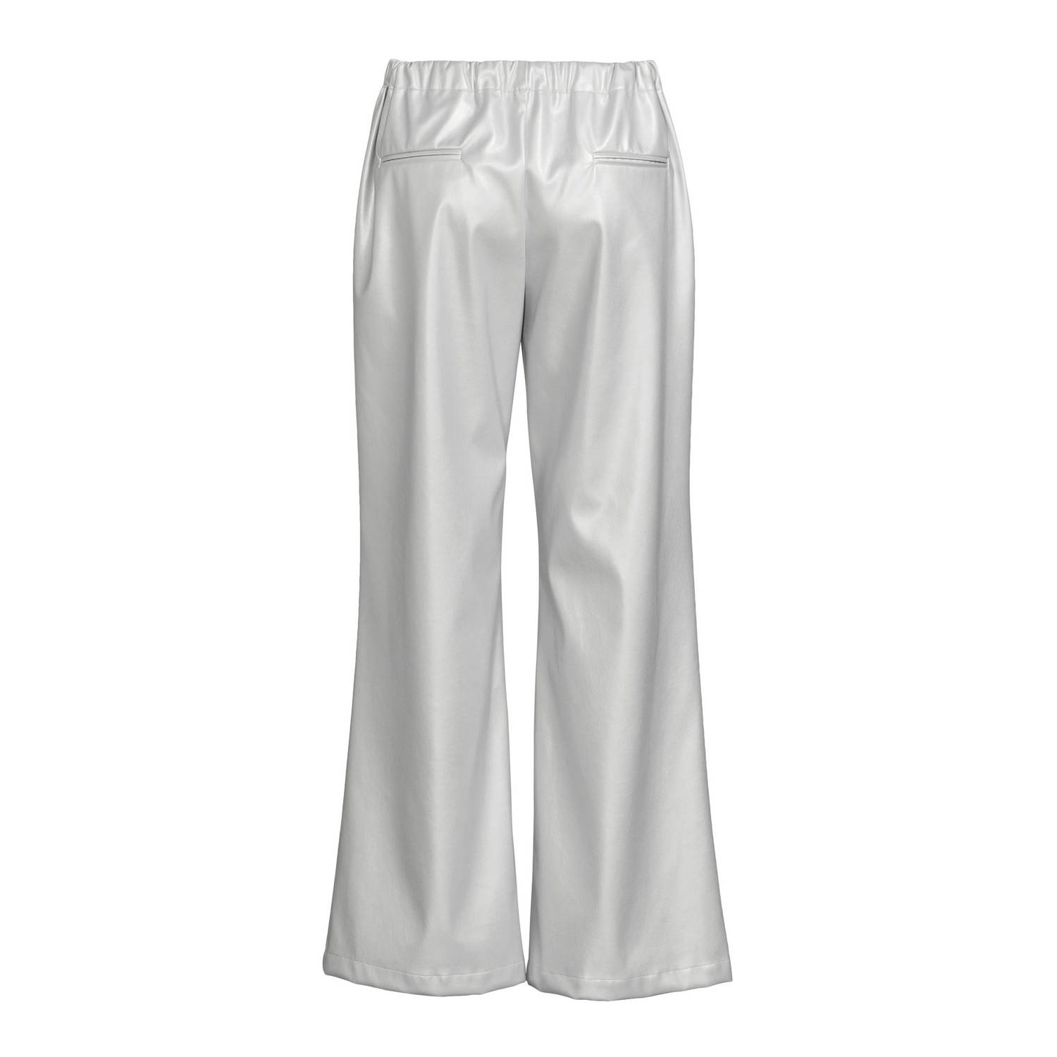Ydence metallic imitatieleren straight fit pantalon Marlee metallic zilver