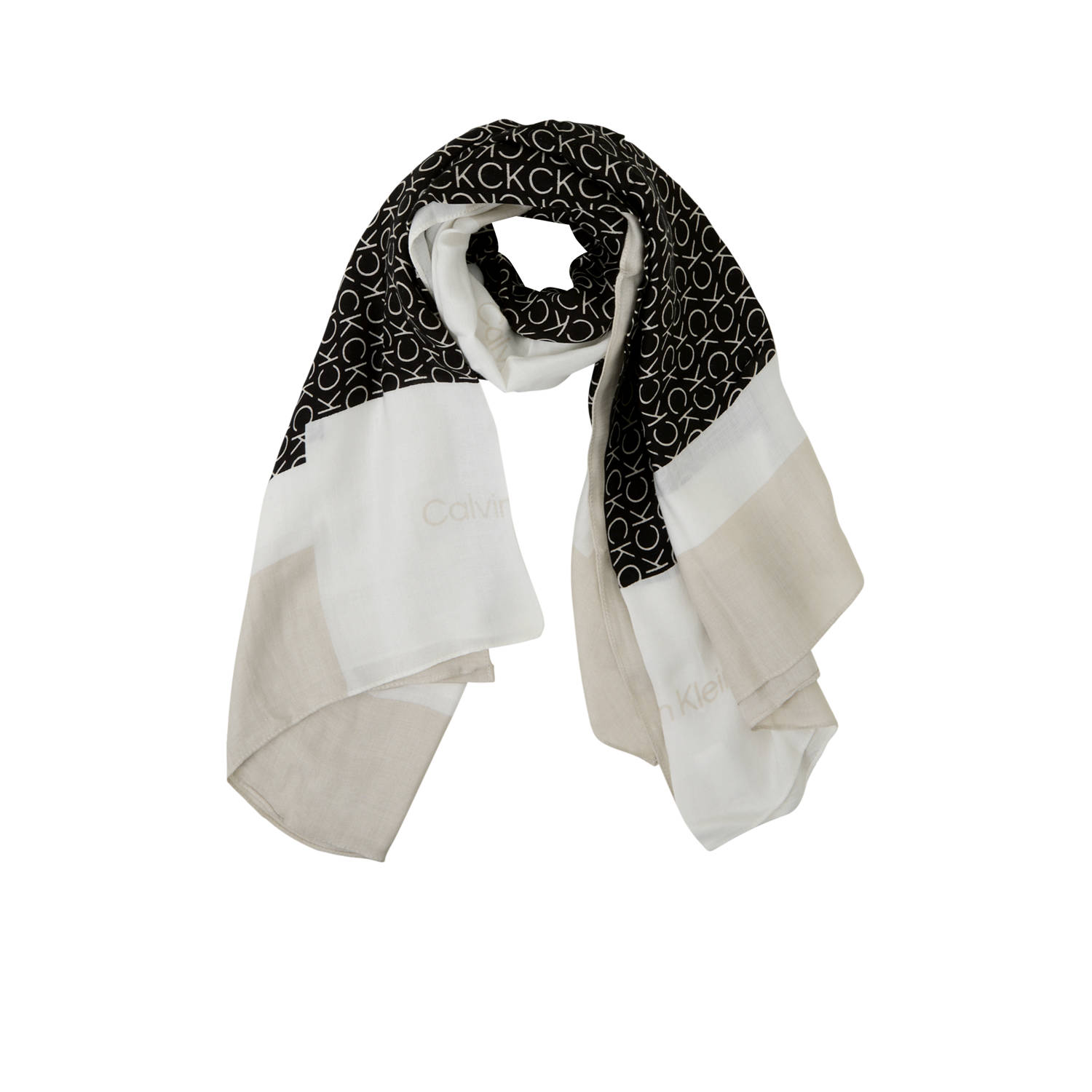 Calvin Klein sjaal Geo Minimal Scarf donkerbruin beige