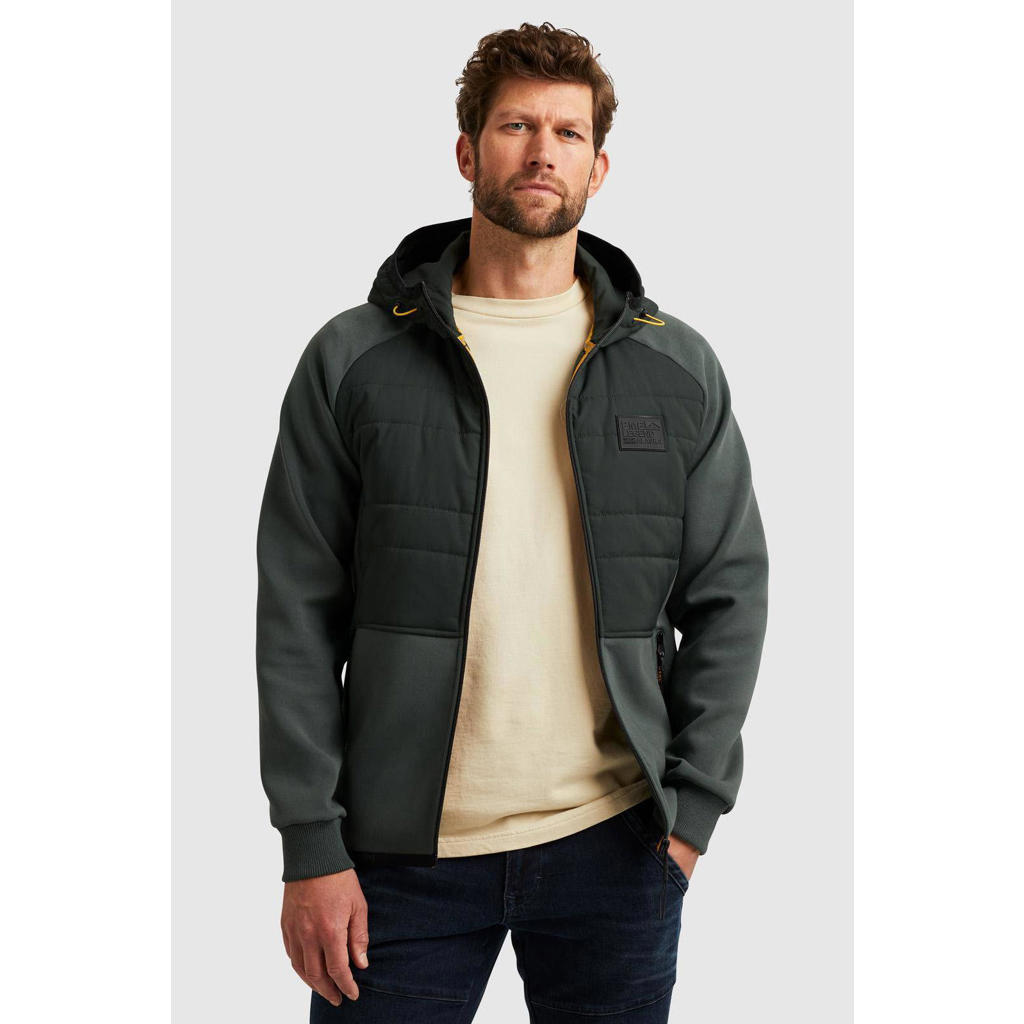 PME Legend sweatvest met logo grijsgroen