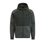 thumbnail: Groene heren PME Legend sweatvest van nylon met logo dessin, lange mouwen, capuchon en ritssluiting