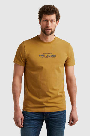 regular fit T-shirt met printopdruk geel
