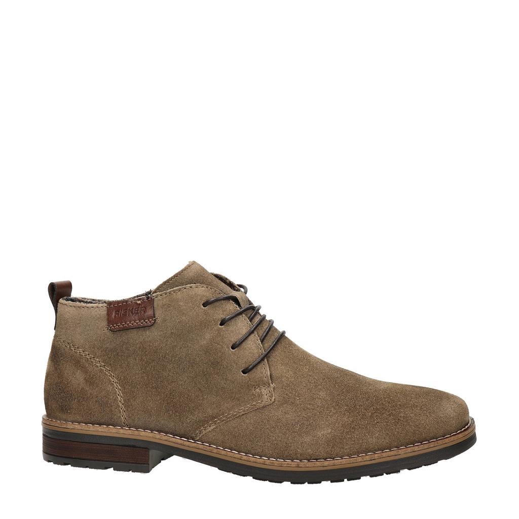 Taupe heren Rieker suède veterschoenen
