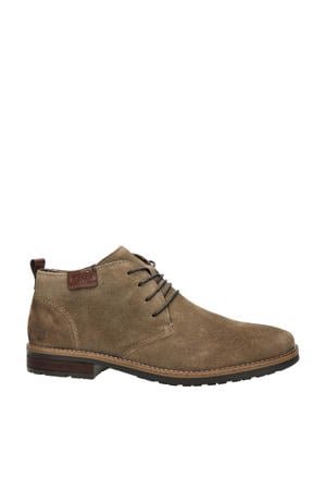 suède veterschoenen taupe