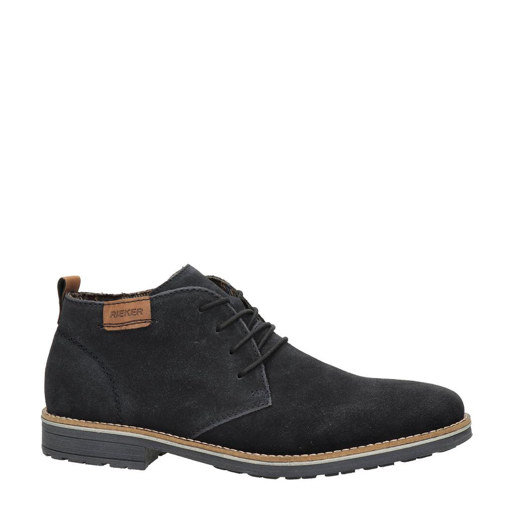 Donkerblauwe heren Rieker suède veterschoenen