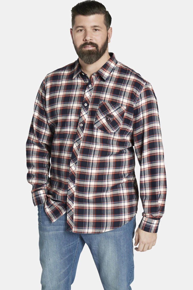 Charles Colby FIT Collectie Geruit Loose Fit Overhemd DUKE CATHAOR Plus Size Blauw 16917928 Charles Colby FIT Collectie Geruit Loose Fit Overhemd DUKE CATHAOR Plus Size Blauw 16917928