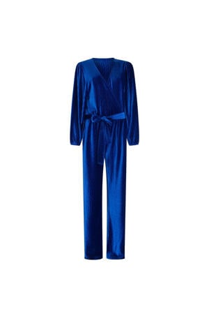 velours jumpsuit blauw