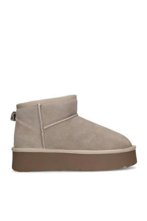 suède enkelboots beige