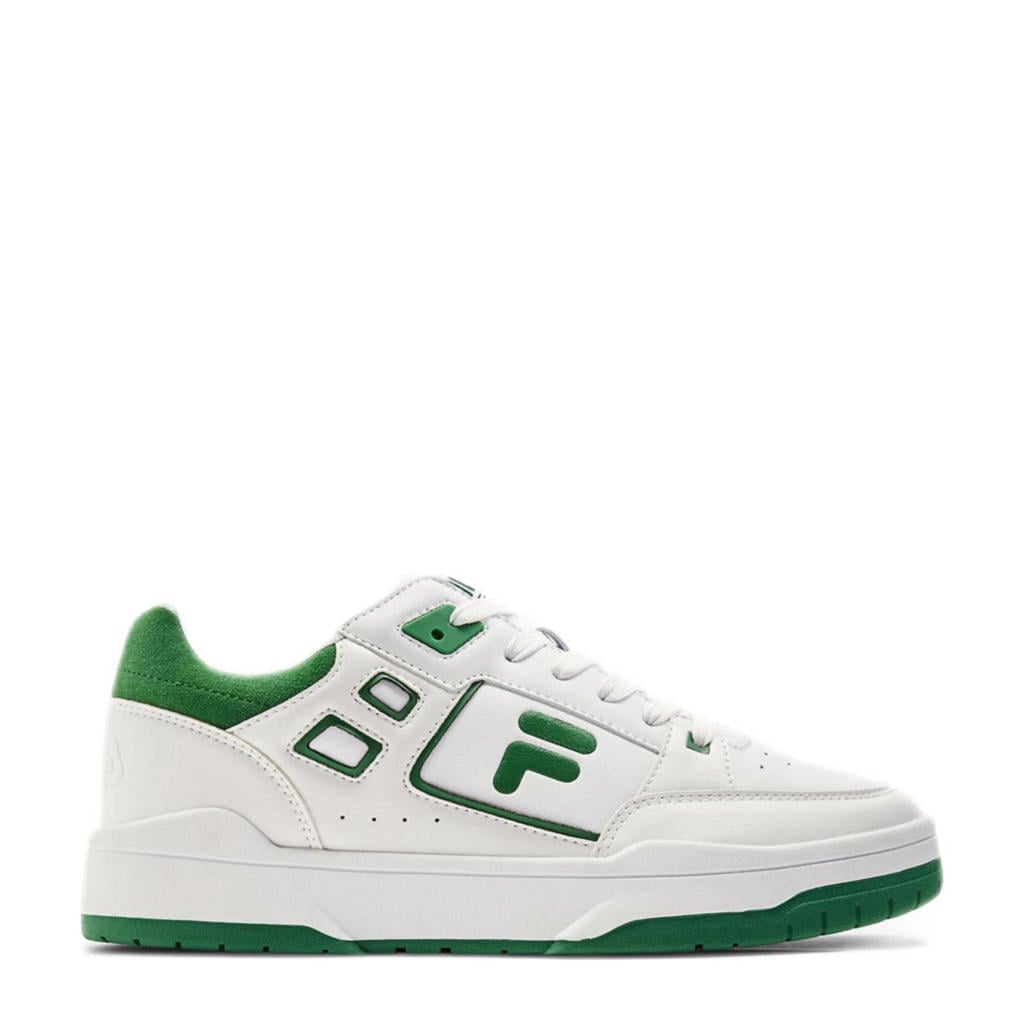 Wit en groene heren Fila sneakers van imitatieleer met veters en logo
