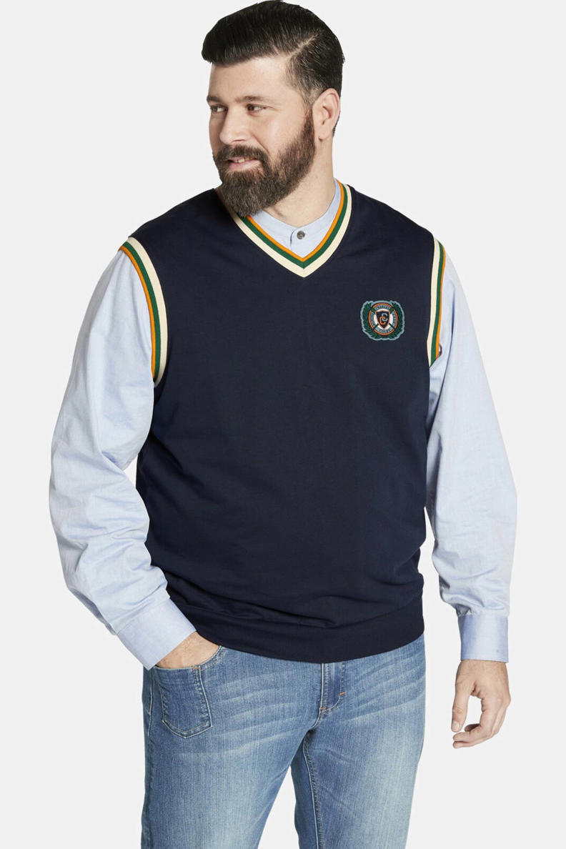 Charles Colby oversized polo EARL GRANDS Plus Size blauw