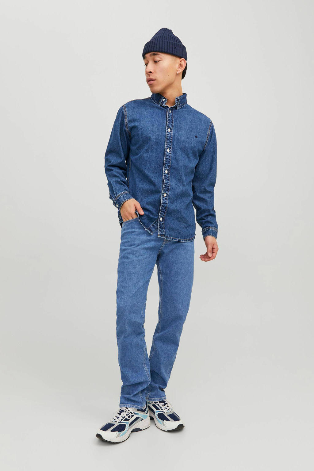 JACK & JONES JEANS INTELLIGENCE tapered fit jeans JJIMIKE blue denim