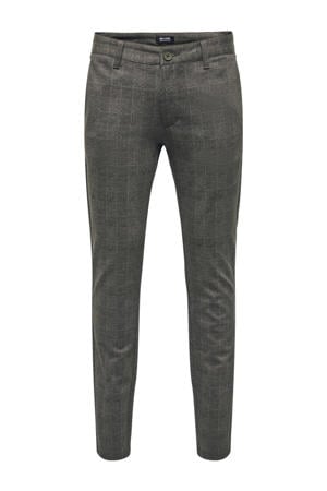 geruite slim fit pantalon ONSMARK slate black