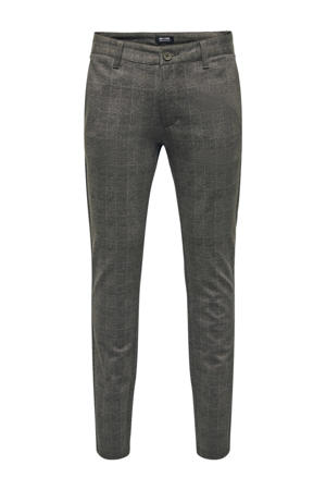 geruite slim fit pantalon ONSMARK slate black