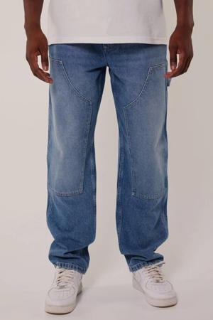 loose fit jeans met patches medium blue