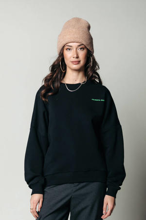 sweater met biologisch katoen zwart/ groen