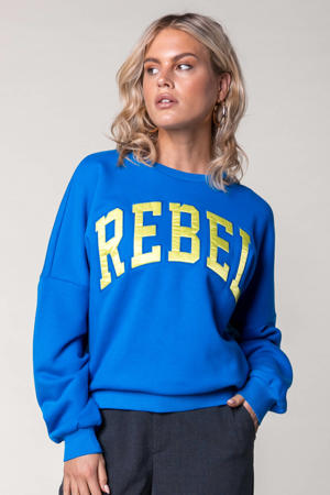 sweater Rebel met logo donkerblauw