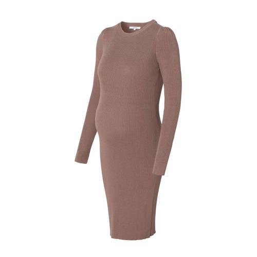 Noppies maternity gebreide zwangerschapsjurk Vena met katoen taupe afbeelding