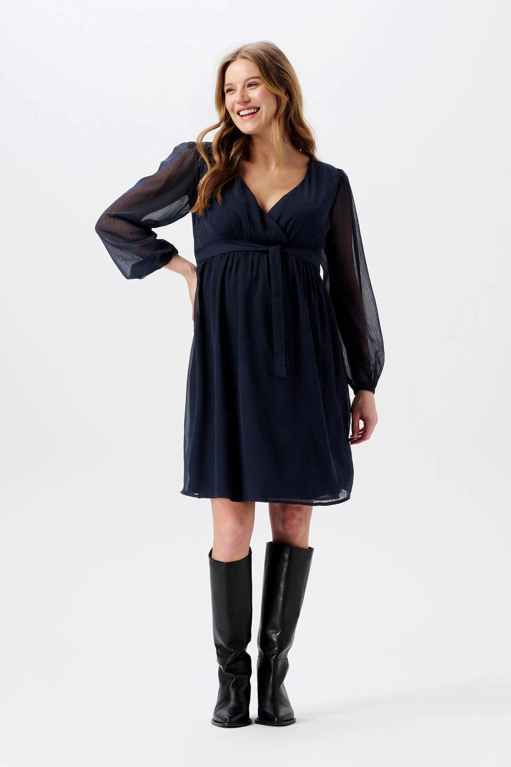 Noppies maternity zwangerschapsjurk Jaya van polyester donkerblauw